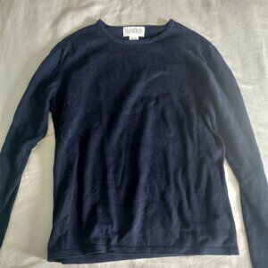 Land's End 100% Cotton Knit Navy Long Sleeve